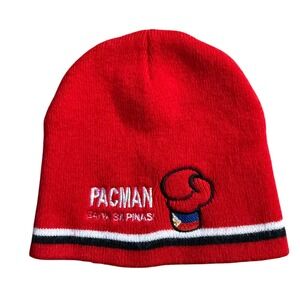 Pacman Manny Pacquiao Red Beanie Boxing Glove Philippines Flag One Size
